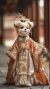 A cute adorable dog dressed in an elegant oriental gown