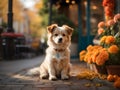 A cute and adorable dog sitting and waiting for his owner Royalty Free Stock Photo