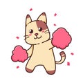 Cute Adorable Happy Brown Cat Dance Cheerleader cartoon doodle vector illustration flat design Royalty Free Stock Photo