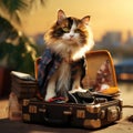 Adorable little calico cat who moonlights as a photographer Generative AI