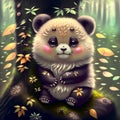 Cute and adorable little panda in the forest. Generative AI