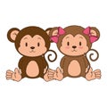 cute and adorable monkeys couple characters