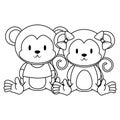 cute and adorable monkeys couple characters
