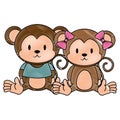 cute and adorable monkeys couple characters