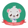 Cute adorable polar bear and banner with festive text