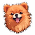 Playful Pomeranian Cartoon Sticker: Vibrant Colored Design