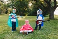 Preschool Caucasian children playing superheroes Royalty Free Stock Photo