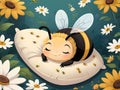 Cute adorable sleeping bee