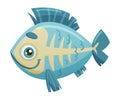 Cute adorable smiling x-ray fish sea creature cartoon vector illustration on white background Royalty Free Stock Photo