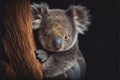 Adorable soft fury Australian grey gray koala bear portrait