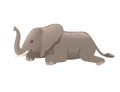 Cute adult elephant lying on the ground cartoon animal design flat vector illustration isolated on white background Royalty Free Stock Photo