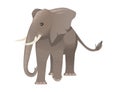 Cute adult elephant on the walk cartoon animal design flat vector illustration isolated on white background Royalty Free Stock Photo