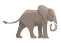 Cute adult elephant on the walk cartoon animal design flat vector illustration isolated on white background Royalty Free Stock Photo