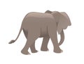 Cute adult elephant walking go away cartoon animal design flat vector illustration isolated on white background