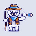 cute adventurous polar bear cartoon illustration