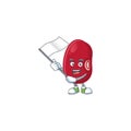 Cute adzuki beans cartoon character design holding a flag