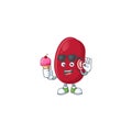 Cute adzuki beans cartoon character with ice cream