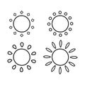 Cute aesthetic sun doodle art isolated vector decoration