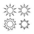 Cute aesthetic sun doodle art isolated vector decoration