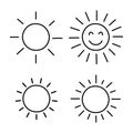 Cute aesthetic sun doodle art isolated vector decoration