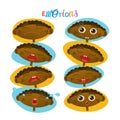 Cute African American Baby Boy Emotions Set Toddler Face Collection Cartoon Infant