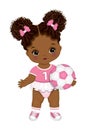 Cute African American Baby Girl with Soccer Ball Royalty Free Stock Photo