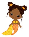 Cute Little Black Baby Mermaid with Yellow Fishtail Royalty Free Stock Photo