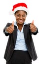 Cute African American businesswoman thumbs up sign wearing Chris Royalty Free Stock Photo