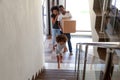 African child exploring new house moving in with parents Royalty Free Stock Photo