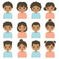 Cute African American Children Half Body Avatar Vector Collection Royalty Free Stock Photo