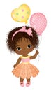 Cute Little African American Girl Holding Air Balloons Royalty Free Stock Photo