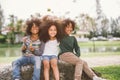 Cute african american little boy and girl hug each other in summer sunny day Royalty Free Stock Photo