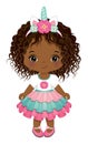 Cute African American Little Unicorn Baby Girl