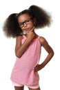 Cute african american small girl thinking with a funny expression Royalty Free Stock Photo