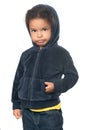 Cute african american small girl wearing a hood Royalty Free Stock Photo