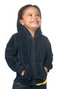 Cute african american small girl wearing a hood Royalty Free Stock Photo