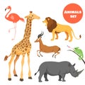 Cute african animals set for kids in cartoon style