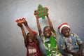 Cute African Black Boys and Girls Celebrate Christmas