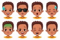 cute African boy with different facial expression set Royalty Free Stock Photo