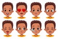 cute African boy with different facial expression set Royalty Free Stock Photo