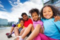 Cute African children having fun together outdoors Royalty Free Stock Photo