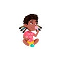 cute african girl eating lollipop in children room cartoon vector Royalty Free Stock Photo