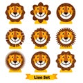 Cute African lion for logo, symbol. Vector illustration isolated on a white background