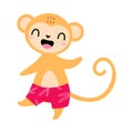 Cute African Monkey Animal in Swimming Trunks Enjoying Hot Summer Activity Vector Illustration