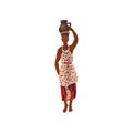 Cute african aborigine woman with ceramic water jug