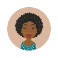 Cute Afro American kissing woman avatar. African girl love facial expression. Dark-skinned flirting person giving an air kiss