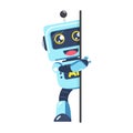 Cute Ai robot empty white board for presentation cartoon