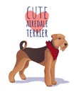 Cute airdale terrier dog. Character mascot