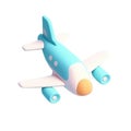 Cute Airplane 3d icon cartoon style on isolated transparent background png. Generative ai Royalty Free Stock Photo