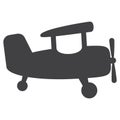 Cute airplane toy icon, plane silhouette, vector isolated